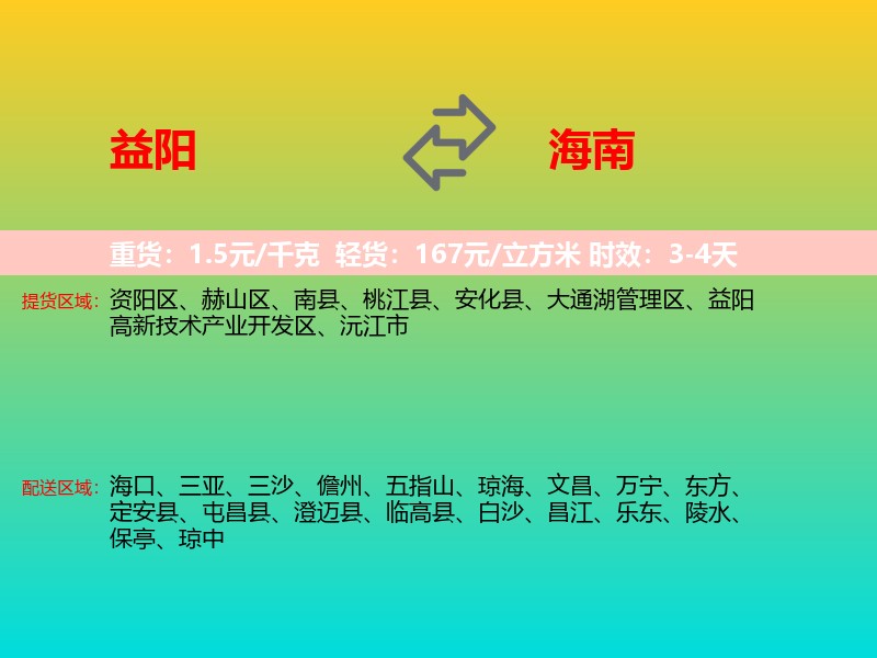 益阳到海南长途搬家