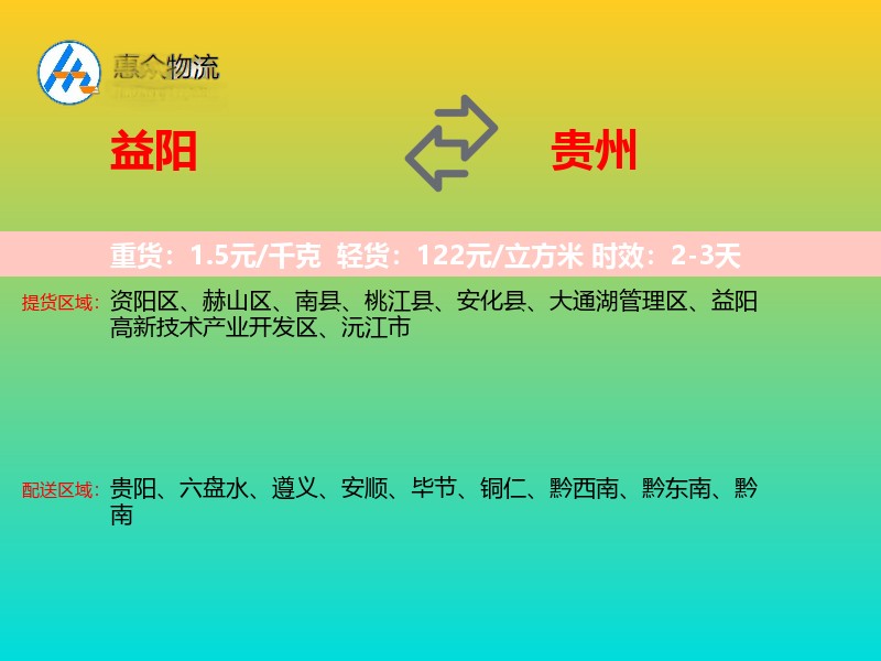 益阳到贵州物流专线
