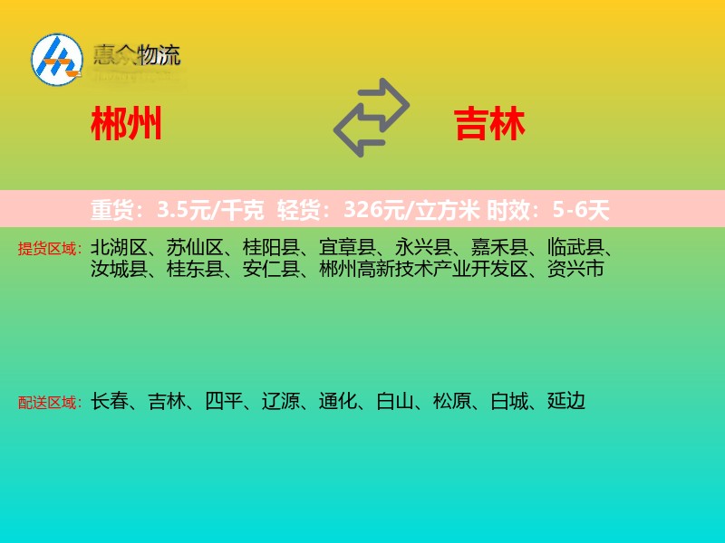 郴州到吉林轿车托运