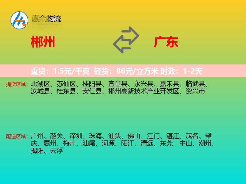 郴州到广东轿车托运