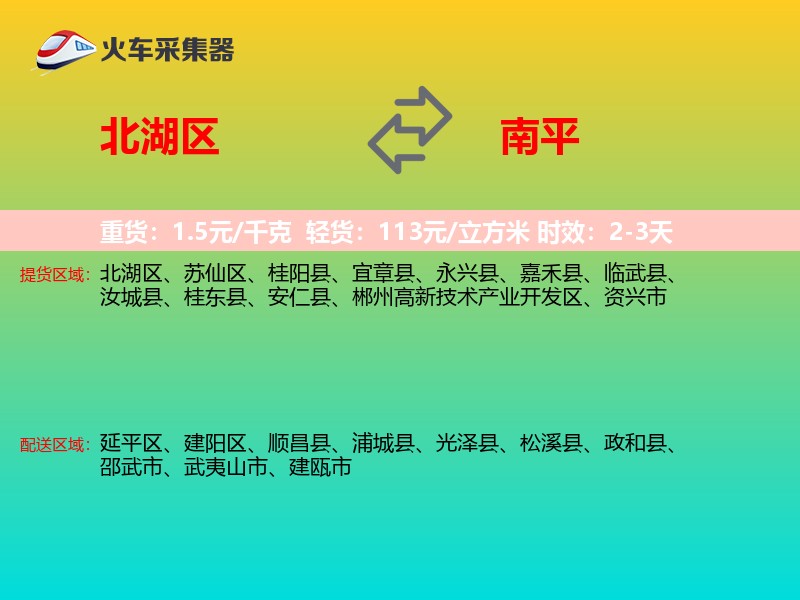 北湖区到南平物流专线
