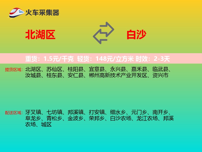 北湖区到白沙物流专线