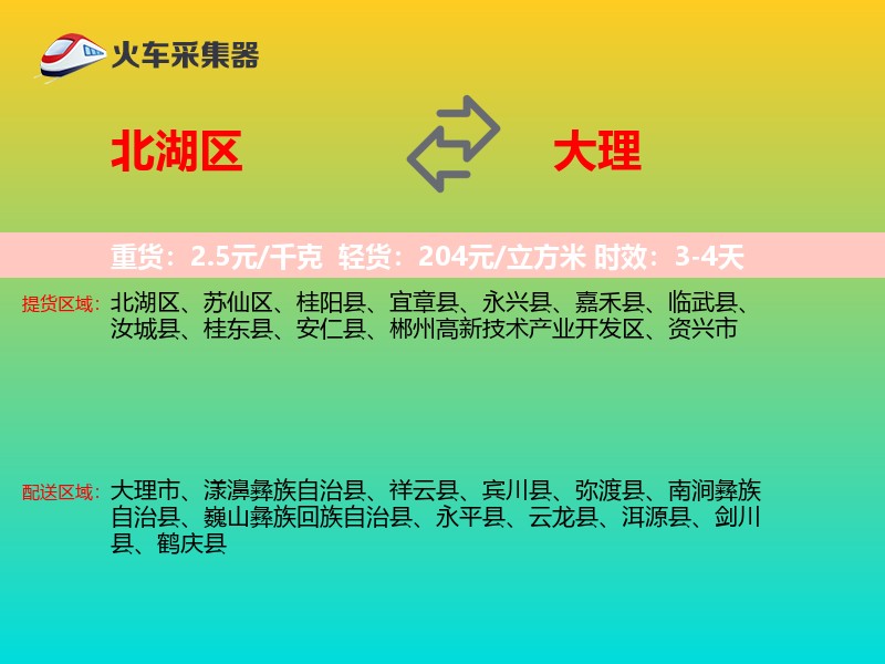 北湖区到大理物流专线