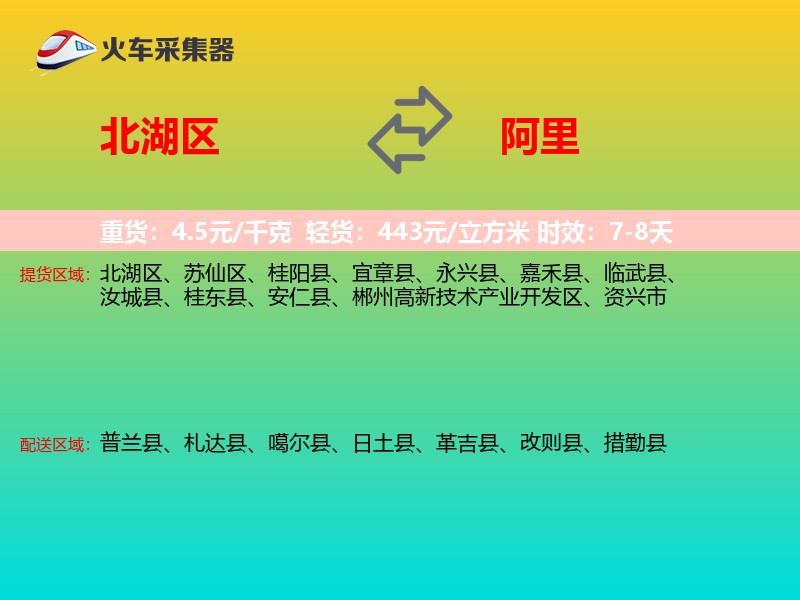 北湖区到阿里物流专线