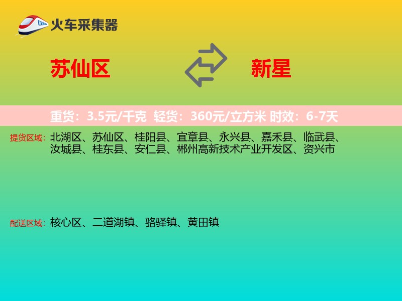 苏仙区到新星物流专线