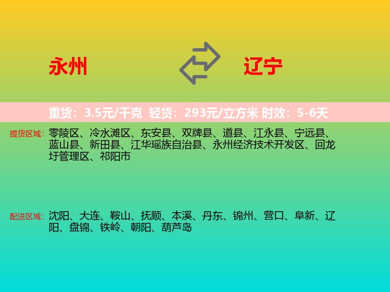 永州到辽宁长途搬家