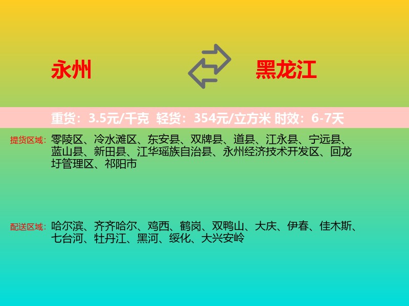 永州到黑龙江长途搬家