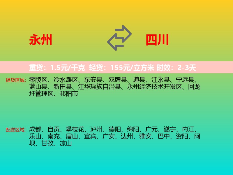 永州到四川长途搬家