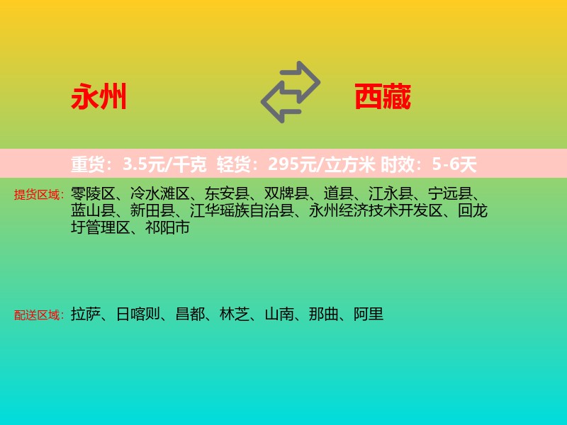 永州到西藏长途搬家