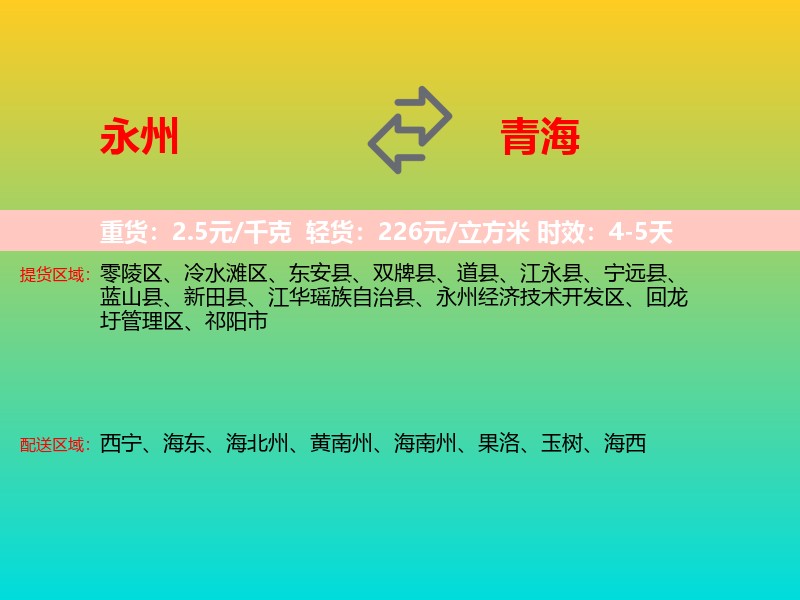 永州到青海长途搬家