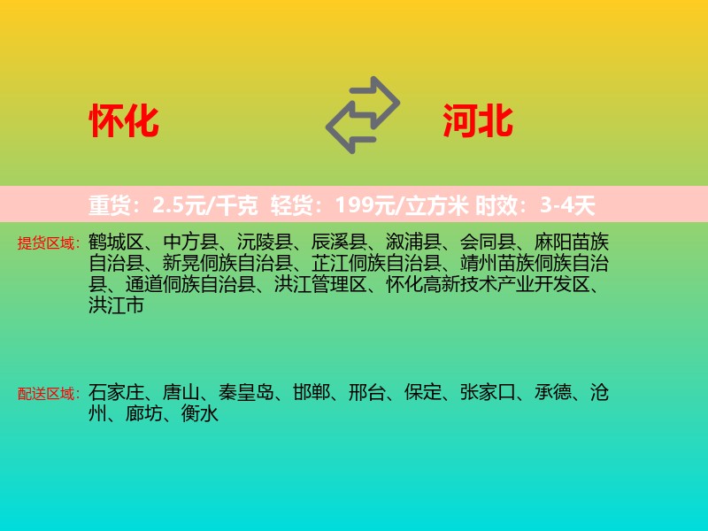 怀化到河北长途搬家