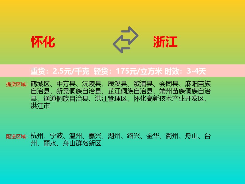 怀化到浙江长途搬家