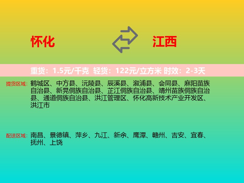 怀化到江西长途搬家