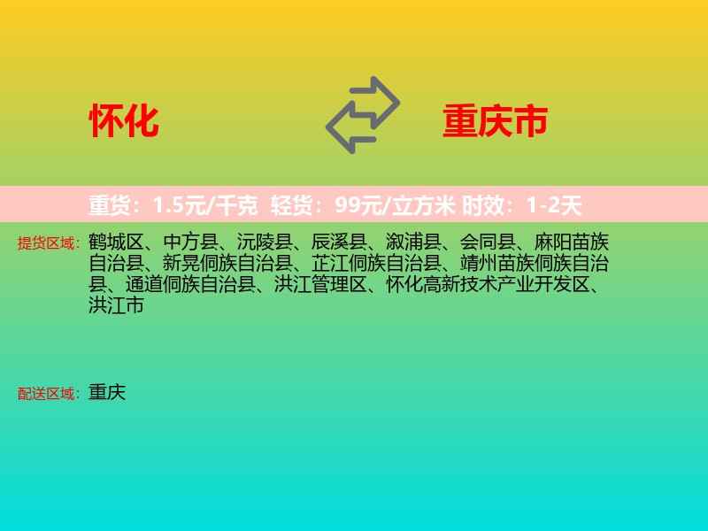 怀化到重庆市长途搬家
