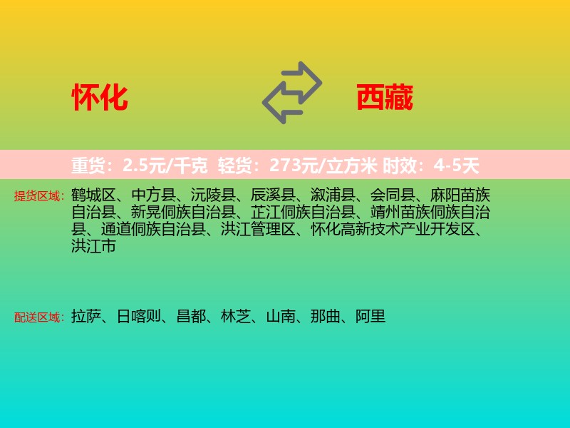 怀化到西藏长途搬家