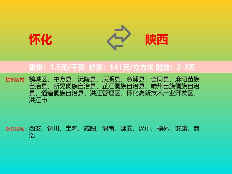 怀化到陕西长途搬家