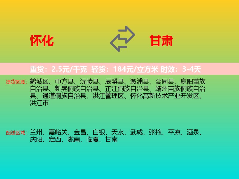 怀化到甘肃长途搬家