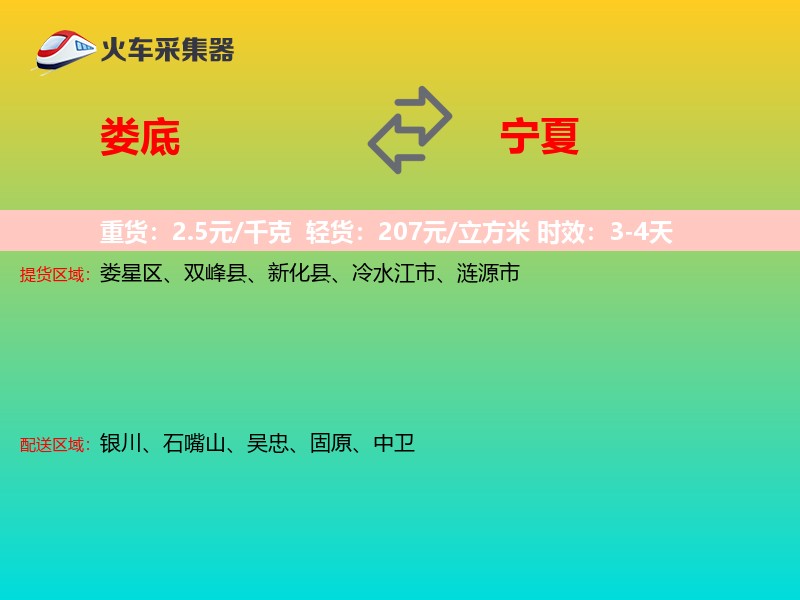 娄底到宁夏物流专线
