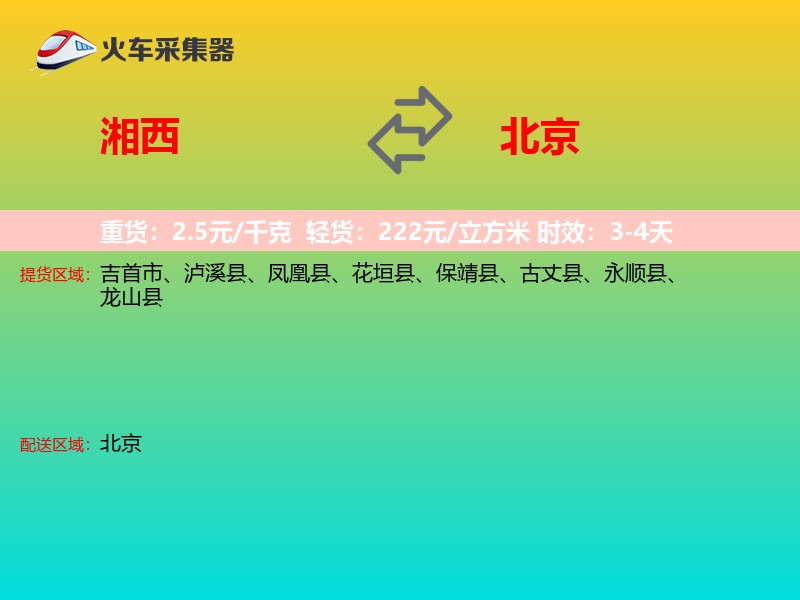 湘西到北京轿车托运