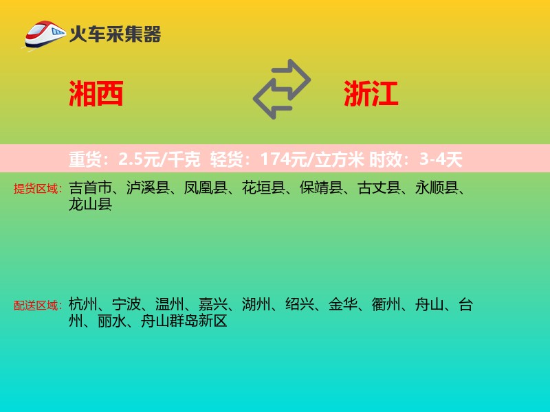 湘西到浙江轿车托运