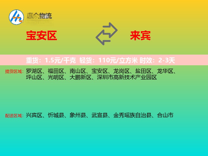 宝安区到来宾物流专线