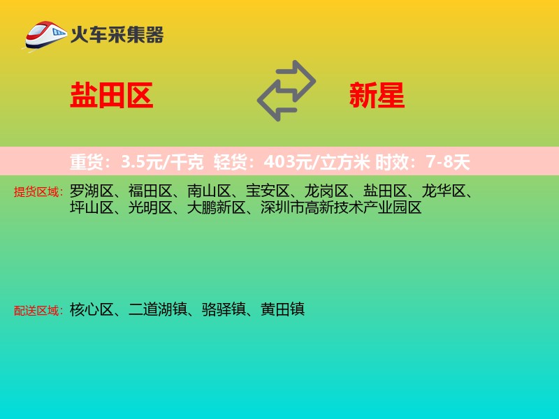 盐田区到新星物流专线