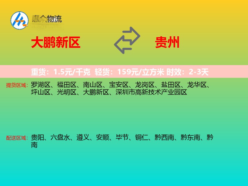 大鹏新区到贵州长途搬家