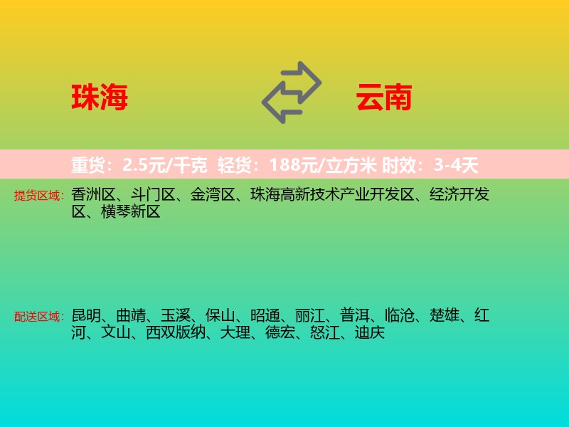 珠海到云南长途搬家