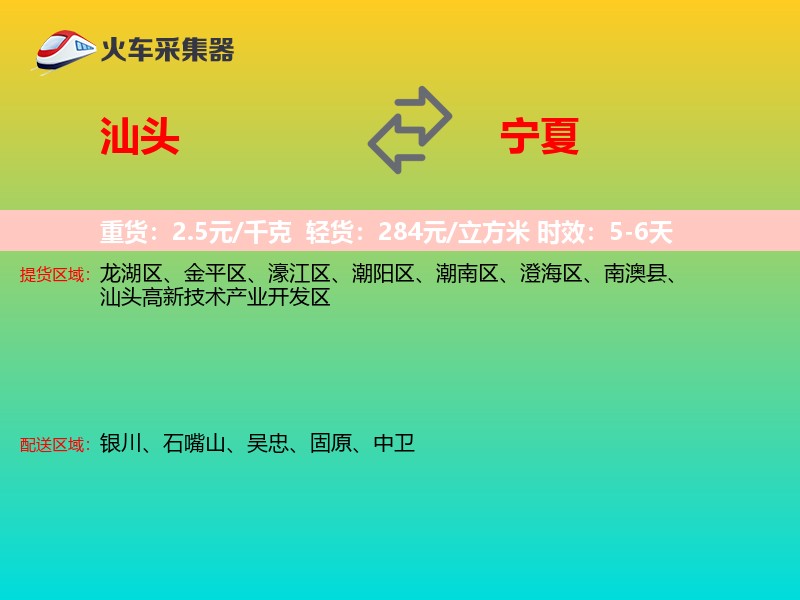 汕头到宁夏轿车托运