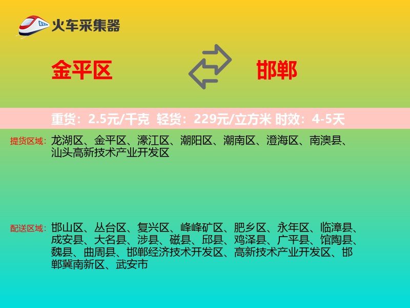 金平区到邯郸物流专线