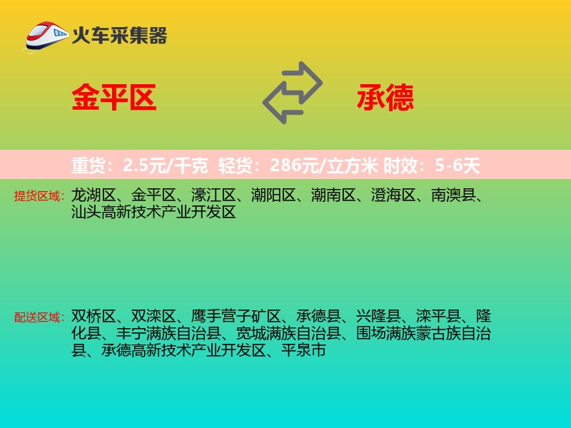 金平区到承德物流专线