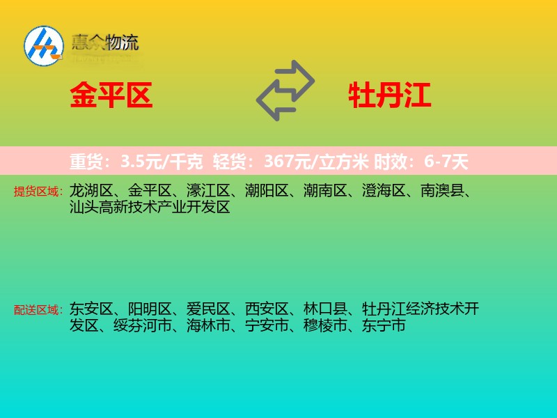 金平区到牡丹江物流专线
