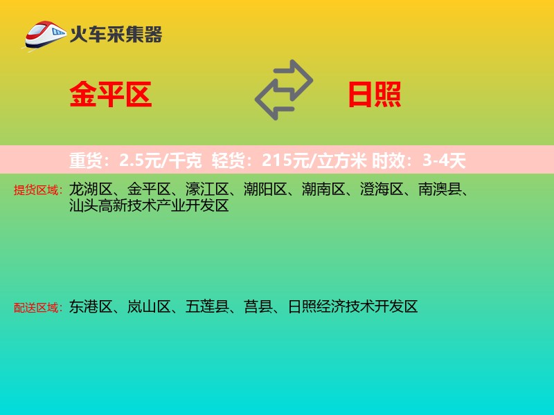 金平区到日照物流专线