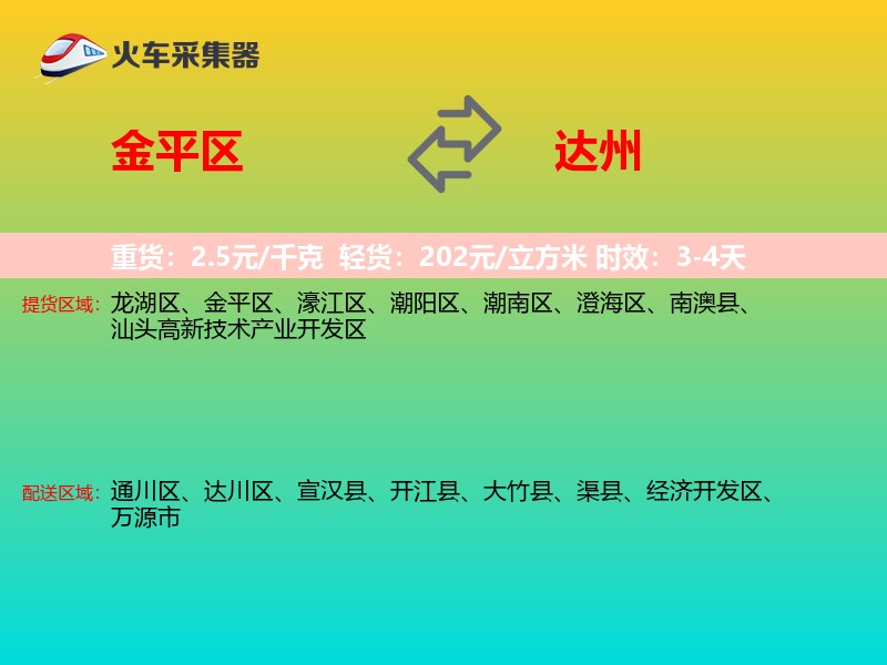 金平区到达州物流专线