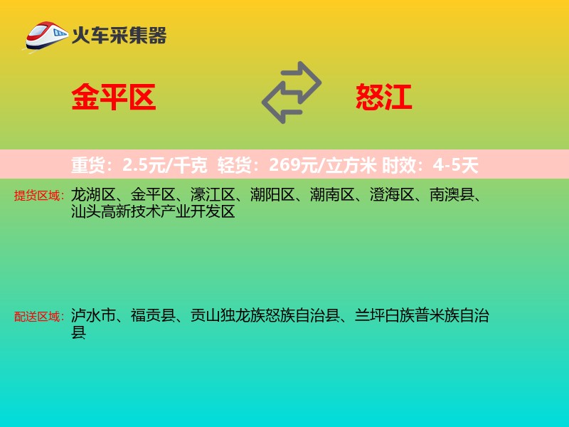 金平区到怒江物流专线