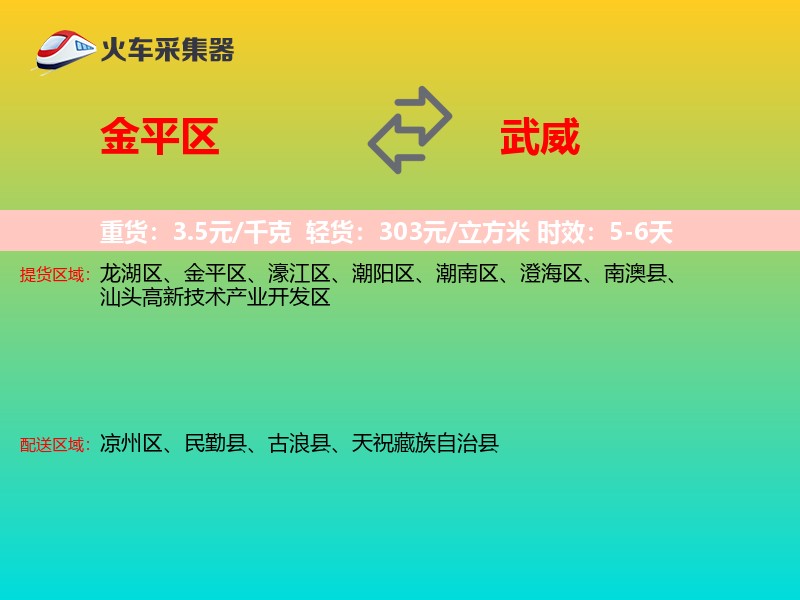 金平区到武威物流专线