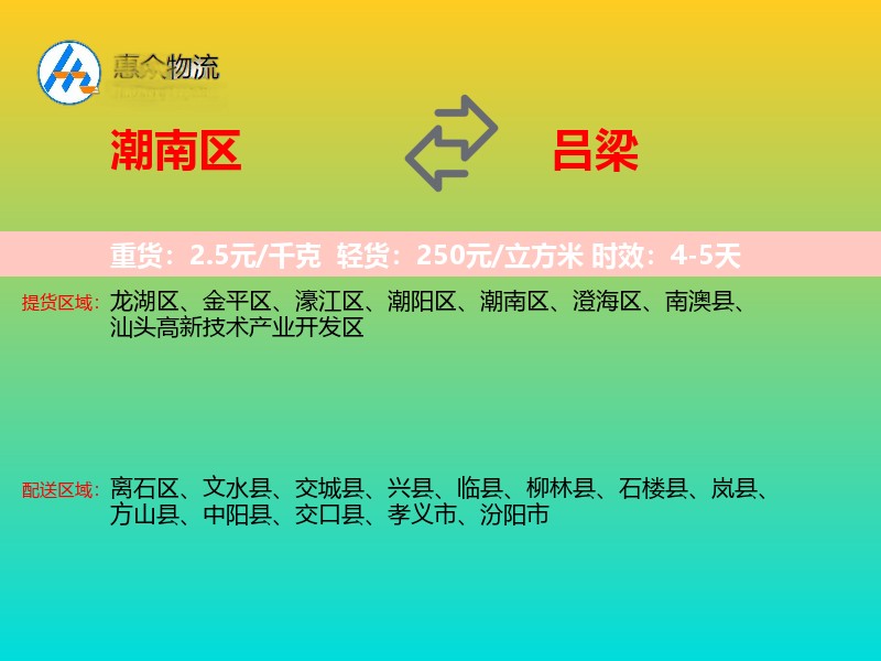 潮南区到吕梁物流专线