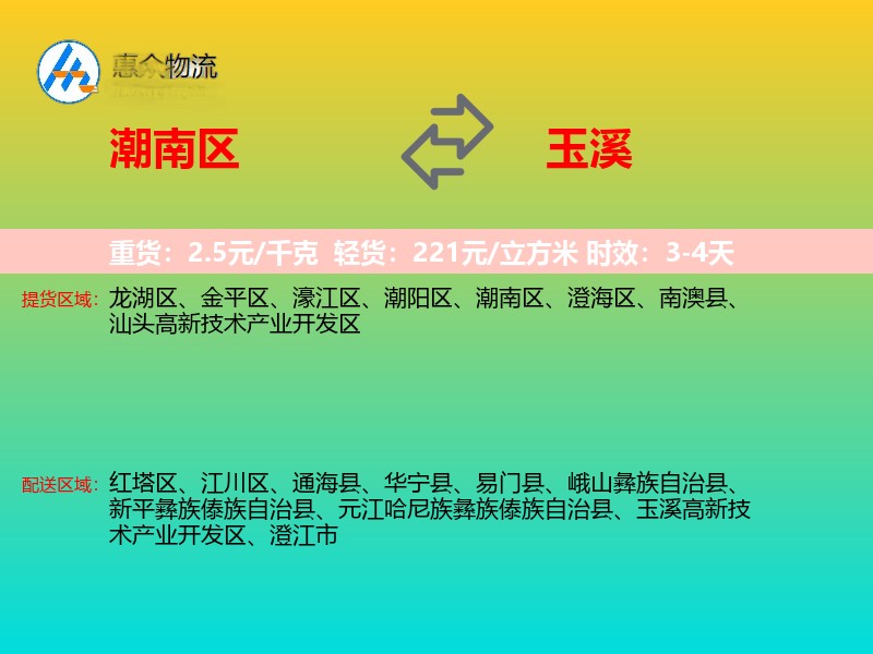 潮南区到玉溪物流专线