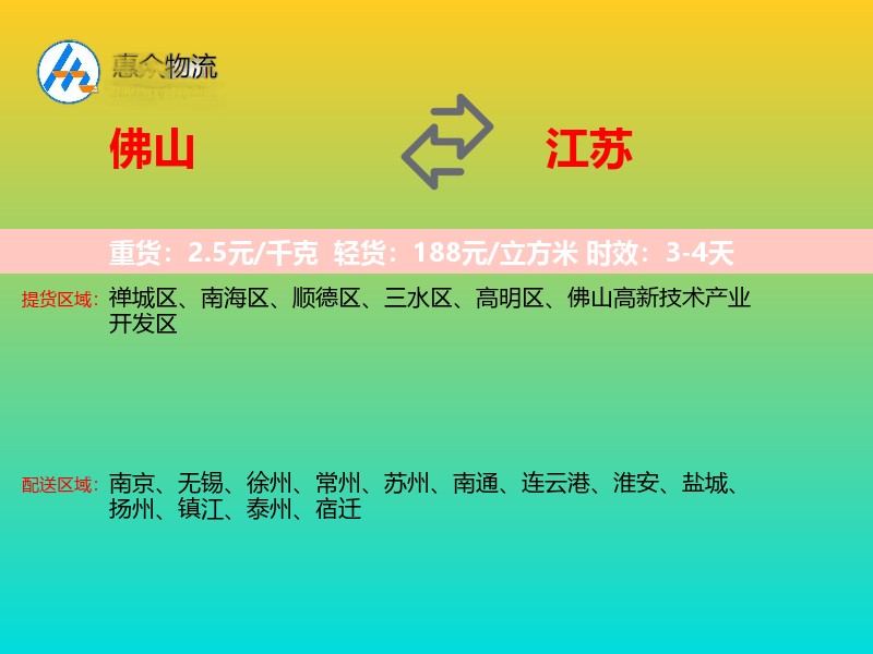佛山到江苏物流专线