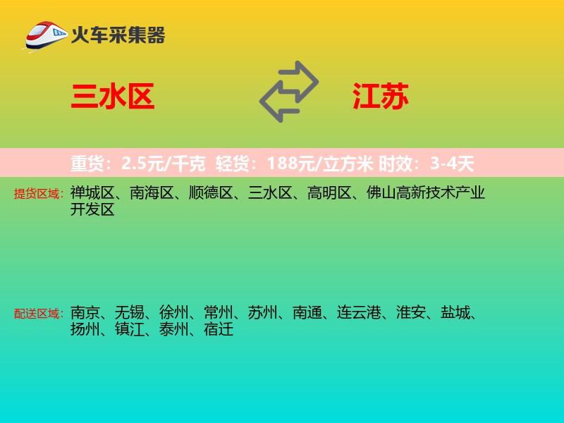 三水区到江苏物流专线