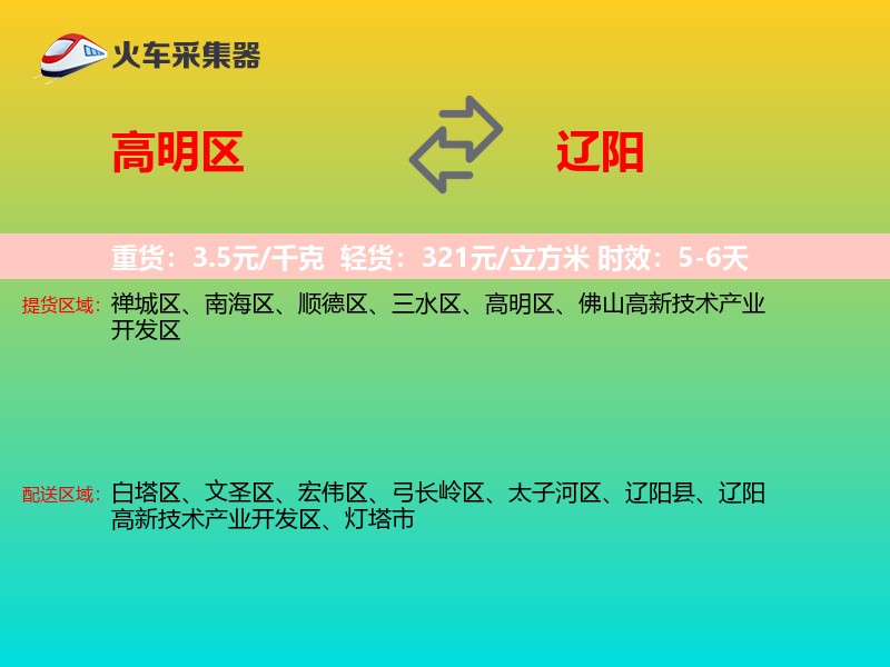 高明区到辽阳物流专线