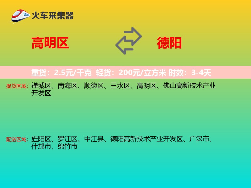 高明区到德阳物流专线
