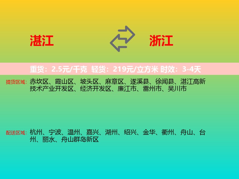 湛江到浙江长途搬家