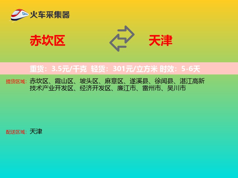 赤坎区到天津物流专线