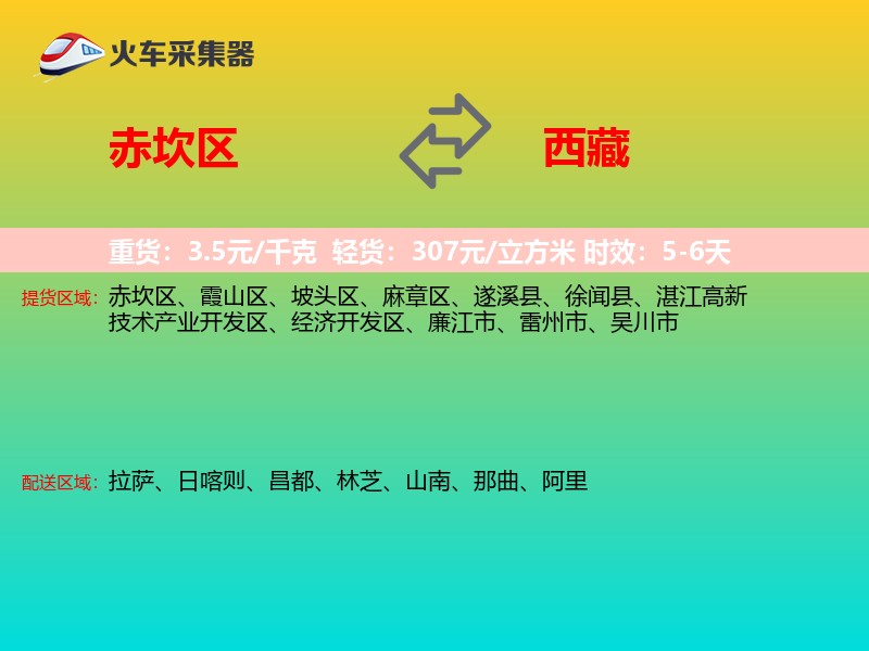 赤坎区到西藏物流专线