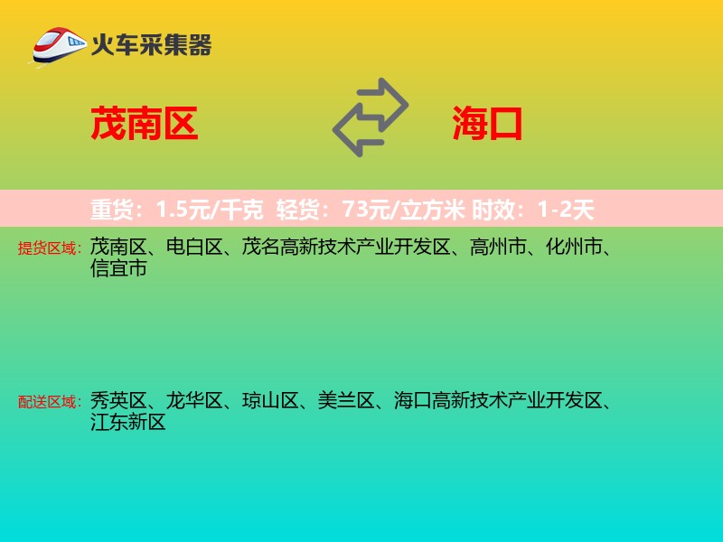 茂南区到海口物流专线
