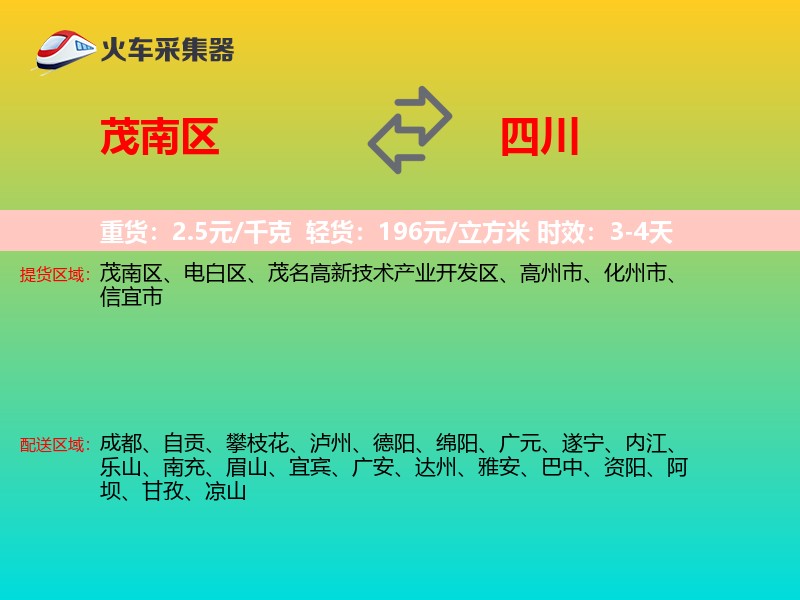 茂南区到四川物流专线