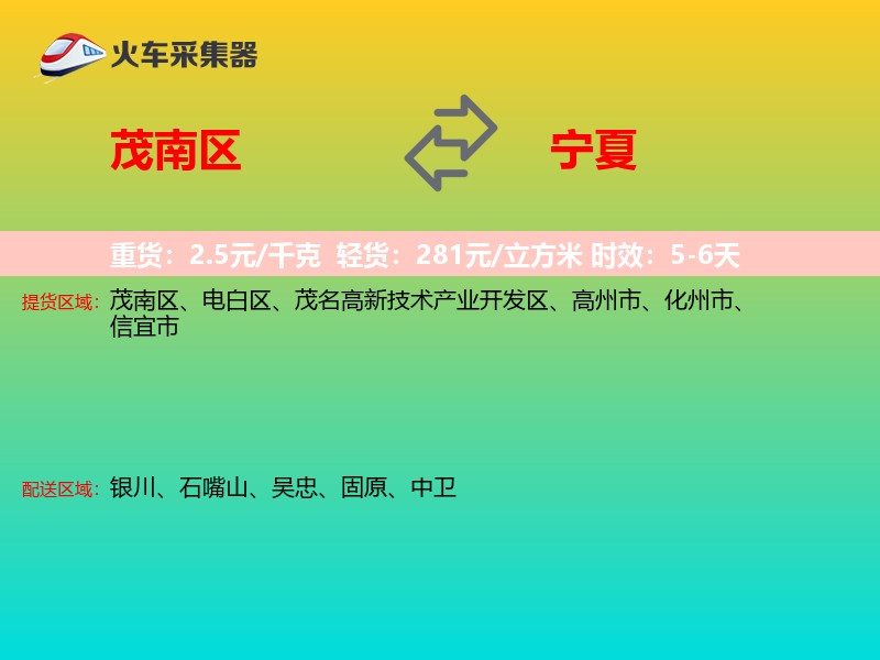 茂南区到宁夏物流专线