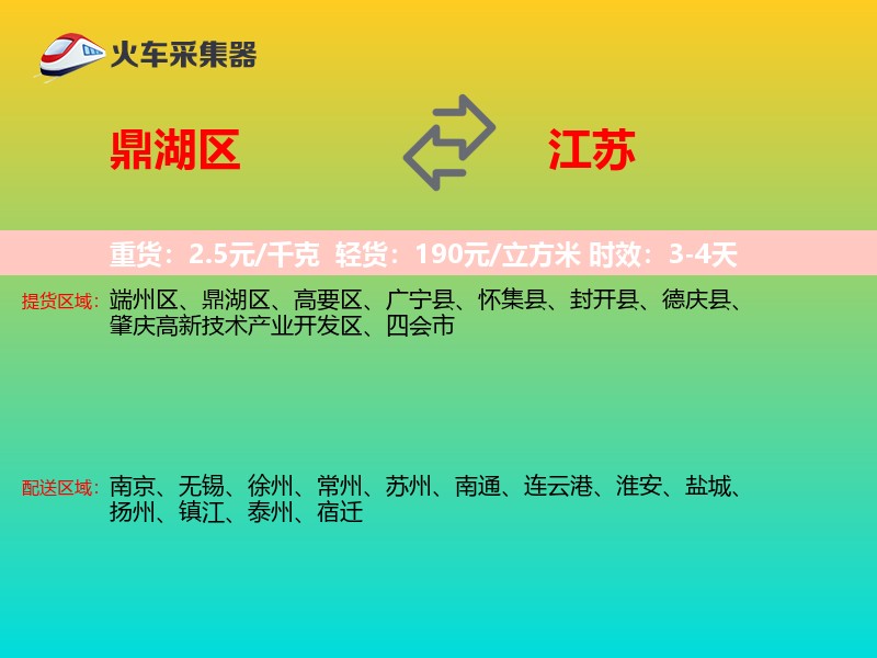 鼎湖区到江苏物流专线