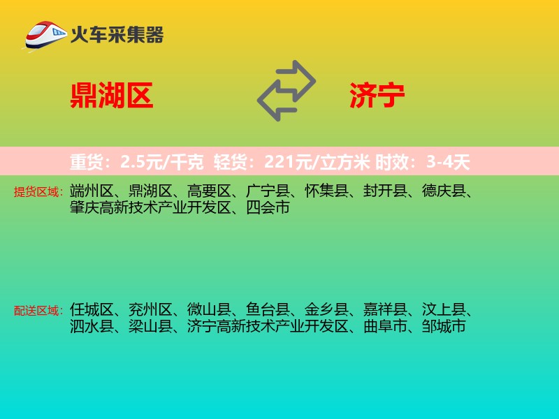 鼎湖区到济宁物流专线
